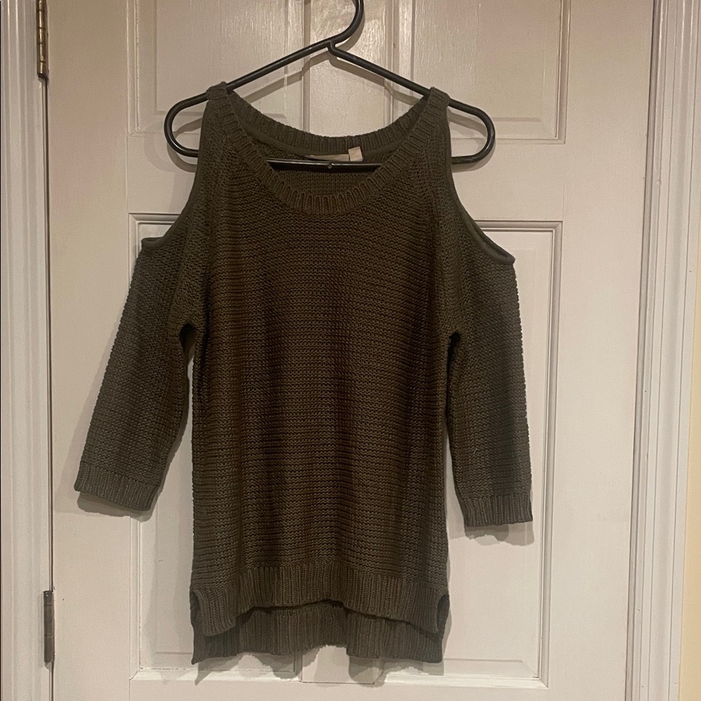 RD Style Off-the-Shoulder Sweater in Olive